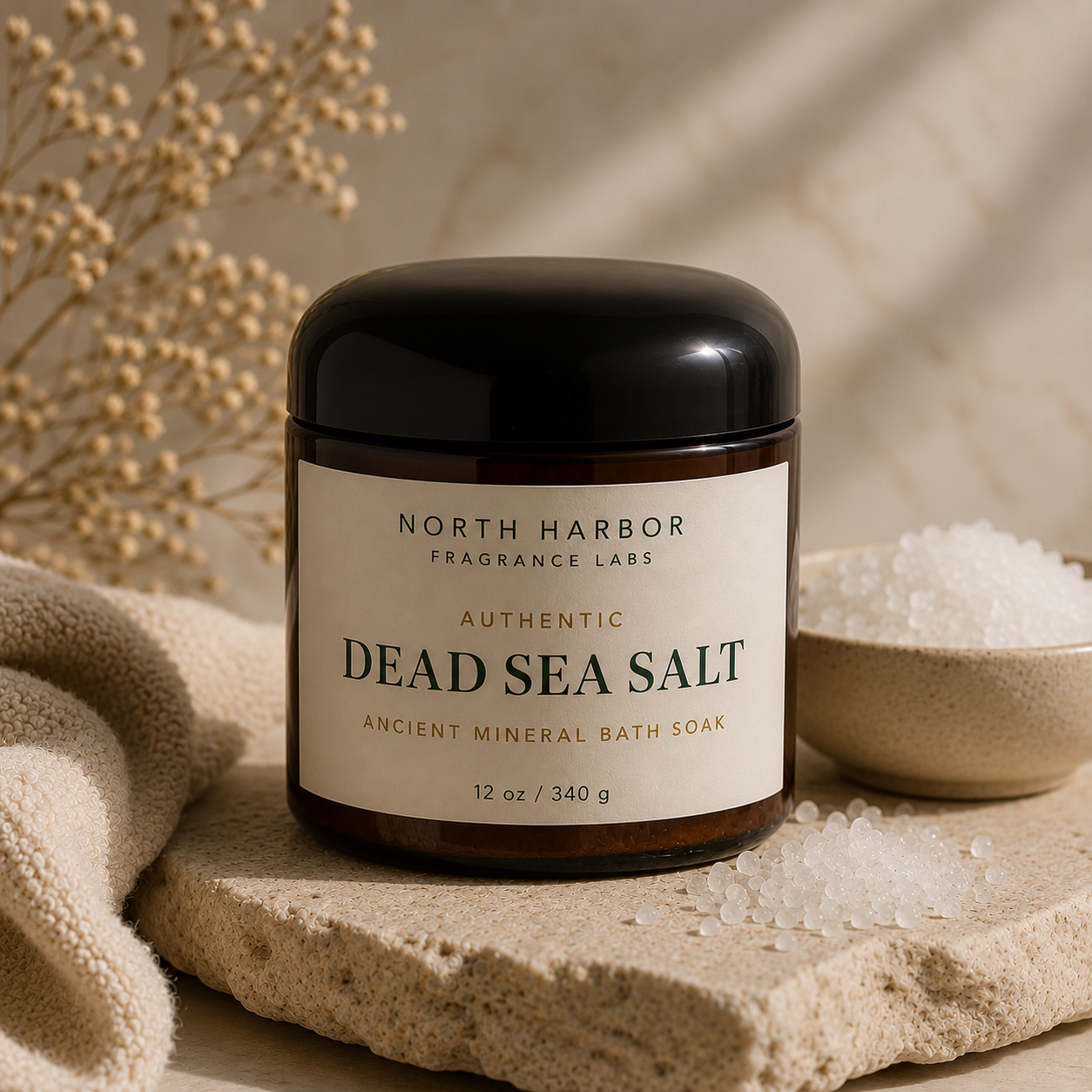 North Harbor Dead Sea Mineral Soak – Authentic Dead Sea Salt Bath Enjoyment- 12 oz /340g